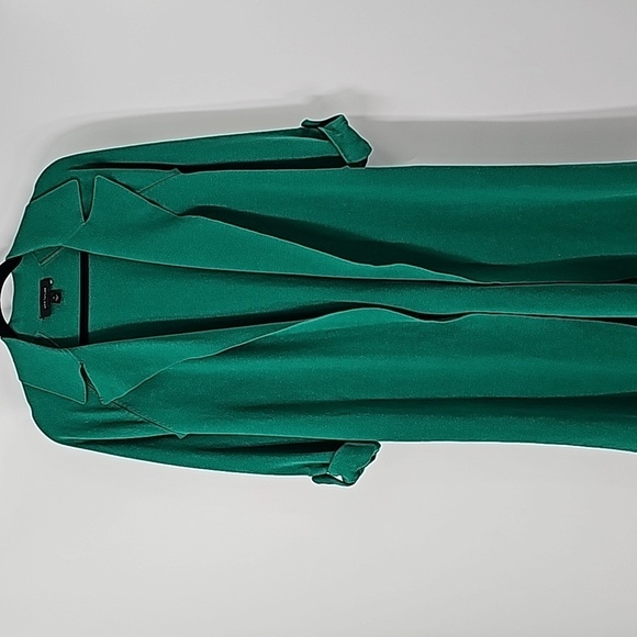 Ann Taylor Green Knee Length Duster Sweater w Rolled Sleeves+Side Slits - Picture 17 of 17